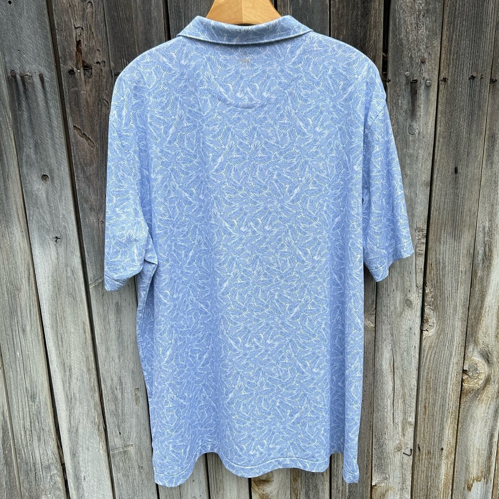 Peter Millar Performance Short Sleeve Jersey Polo Shirt Palm Leaf Blue White XXL - Picture 9 of 16